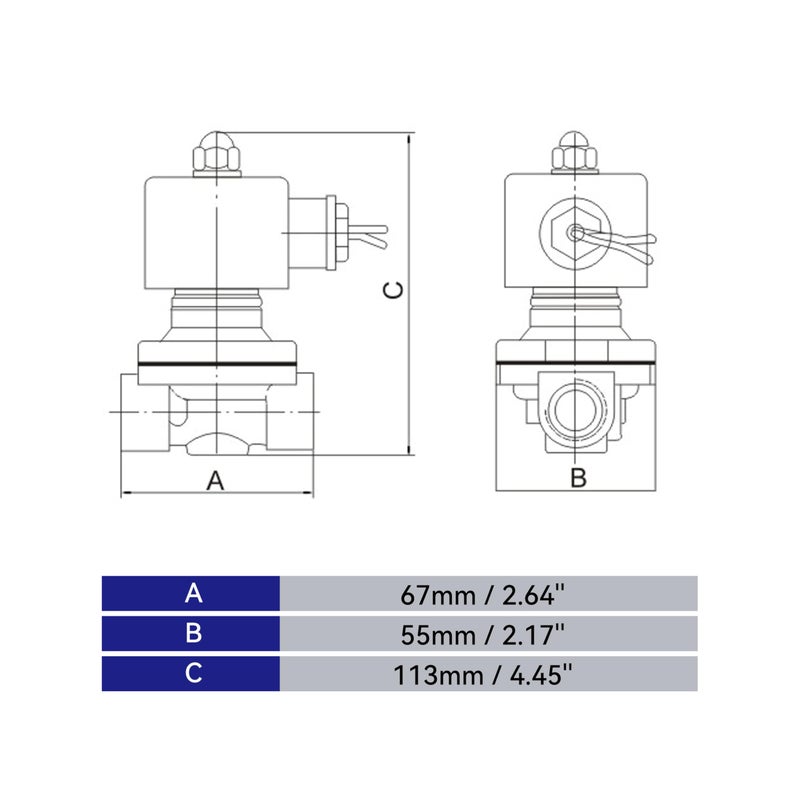 HFS(R) Electric Solenoid Valve Copper Normally Closed for Water Air Gas (12V DC 3/4IN NPT) - Image 2